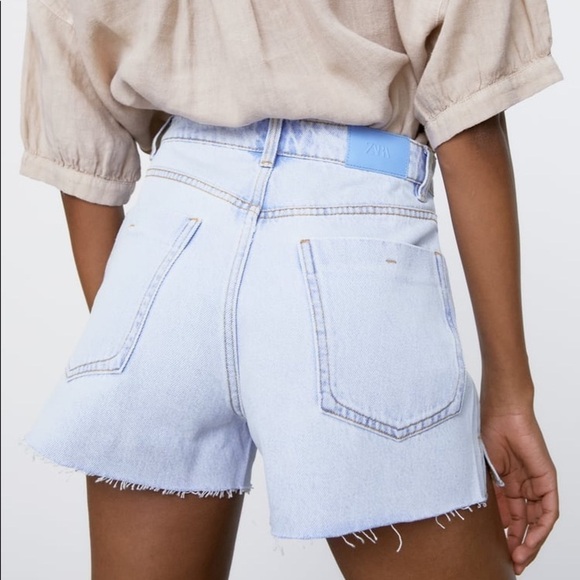 Zara High Rise Distressed Denim Shorts - Picture 2 of 15